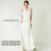 交換無料 | 韓国製 リンファーレ | ロングドレス ワンピース ホワイト バックオープン ホルタードレープネック ノースリーブ Aライン 白 高級ドレス | PARTYS ドレス&ワンピース