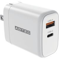 アドテック APD-V065AC-WH Power Delivery対応 GaN AC充電器/ 65W/ USB Type-A 1ポート/ Type-C 1ポート/ ホワイト | PC&家電CaravanYU Yahoo!店
