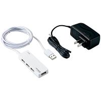 ELECOM U2H-AN4SWH USB2.0ハブ/ ACアダプタ付/ セルフパワー/ 4ポート/ ホワイト | PC&家電CaravanYU Yahoo!店