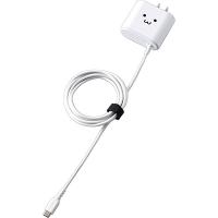 ELECOM MPA-ACC01WF スマートフォン・タブレット用AC充電器/ Type-Cケーブル一体型/ 2.4A出力/ 1.5m/ ホ… | PC&家電CaravanYU Yahoo!店