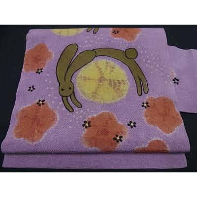 平和屋本店□希少 染色作家 山本由季 つけ帯 草花文 鬼しぼ縮緬 