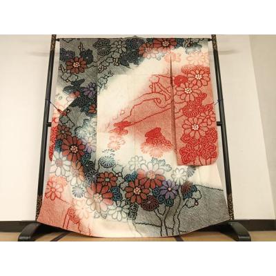 平和屋着物○名門 藤娘きぬたや・総絞り 振袖 総絞り 花鳥文 正絹 逸品  