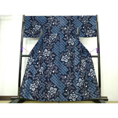 有松絞り浴衣peace utatane 浴衣 有松絞り浴衣3点セット 藍色にアイビー レディース