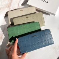 【即発送】FURLA CROCO 長財布 ラウンドジップ ラウンドファスナー ロングウォレット クロコダイル型押し マット シンプル エレガント | PEACHISM.