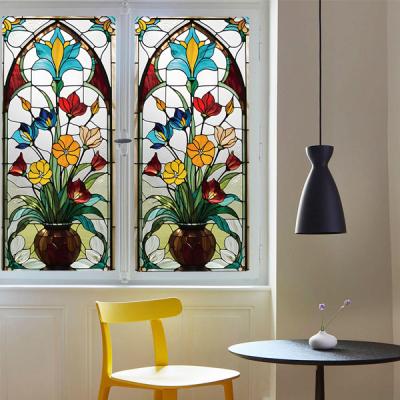 アート・デコ風 ステンドグラス 花瓶 窓 花瓶と花をモチーフにした高級ステンドグラス | マリヨステンドグラス