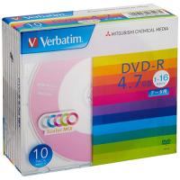 バーベイタムジャパン(Verbatim Japan) 1回記録用 DVD-R 4.7GB 10枚 5色カラーディスク 片面1層 1-16倍速 DHR47JM10V1 | ペーメー