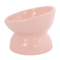 ペッツルート 瀬戸焼 にゃん楽食器 ごはん ミルキーピンク（猫用 脚付きフードボウル） | ペット用品のPePet