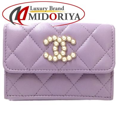 シャネル 財布（レディース二つ折り財布）（色：パープル系