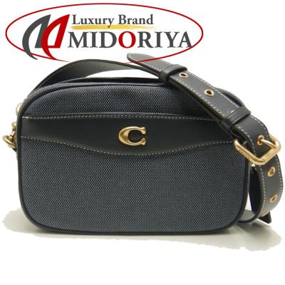【美品】COACH コーチ メッセンジャーバッグ 革 PVC ネイビー COACH レディースショルダーバッグ（色：ネイビー系）｜バッグ