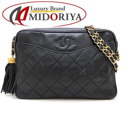 CHANEL シャネル チェーンショルダーバッグ ラムスキン ブラック レディース/353098【中古】 CHANEL（シャネル） チェーンショルダーバッグ ラムスキン ブラック