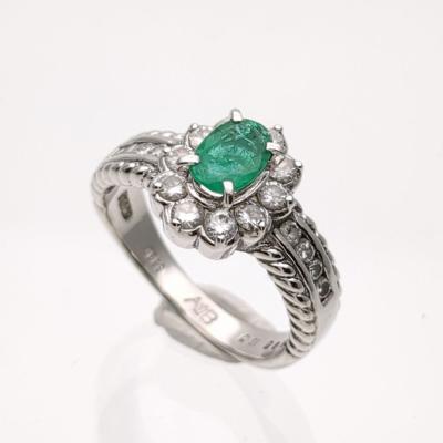 リング 11号 エメラルド 0.51ct 鑑別書 プラチナ Pt900 7.4g ダイヤ  