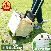 キャリーカート 折りたたみ 軽量 キャスター付 フタ付 キャリーボックス ショッピングカート 台車 大容量 耐荷重35kg キャリーワゴン アウトドア 買い物