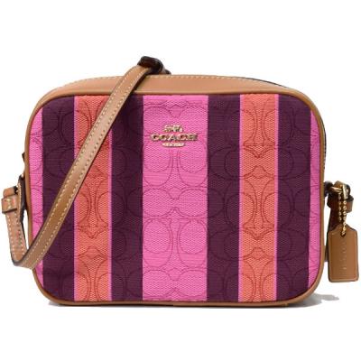 Coach ストライプデザイン バッグ コーチ COACH ボストンバッグ PVCシグネチャーローワン