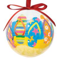 Flip Flop Design Hanging Ball Christmas Ornament High Gloss Resin by Cape S | Pink Carat