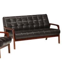 カリモク ダークブラウン 3人掛けソファ 合成皮革 ソファー ソファ 3人掛け 3人用 合皮レザー 無垢 木製フレーム