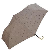 Wpc. 雨傘 ミルキードット ミニ ブラウン 折りたたみ傘 50cm レディース 晴雨兼用 大人可愛い 水玉 ニュアンスカラー ハート金具 通 | plusa