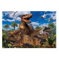 学べるジグソーパズル 80ピース ティラノサウルスVSヴェロキラプトル 恐竜 38×26cm 80-002 ビバリー ギフト プレゼント | プラスマート ヤフー店
