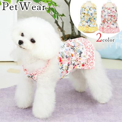 ハンドメイド犬服 花柄cottonのバルーンワンピ☆夏〜秋☆フリル袖に