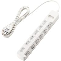 ELECOM T-E6A-2630WH 省エネタップ/ 個別スイッチ/ ほこり防止シャッター付/ 6個口/ 3.0m/ ホワイト | PLUS YU
