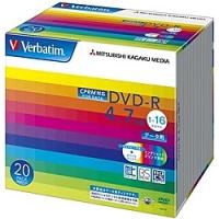 Verbatim DHR47JDP20V1 DVD-R 4.7GB CPRM PCデータ用 16倍速対応 20枚スリムケース入り ワイド印刷可能 | PLUS YU