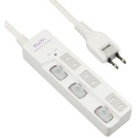 エルパ (ELPA) スイッチ付タップ 雷ガード コンセント 延長コード LED 上差し 3個口 5ｍ WBS-LU305B(W) | ポチっとお買い物