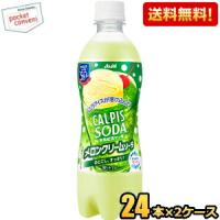 送料無料 アサヒ カルピスソーダ メロンクリームソーダ 500mlペットボトル 48本(24本×2ケース) | ポケットコンビニ ヤフー店