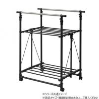 洗濯物干しラック ワイド ブラック ダブル伸縮式 ステンレス コンパクト | Pocket Company