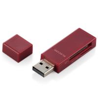 ELECOM MR-D205RD カードリーダー/ スティックタイプ/ USB2.0対応/ SD+microSD対応/ レッド | PodPark Yahoo!店
