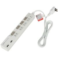ELPA WBS-LS42USB(W) スイッチ付タップ 4個口 2m USB3.4A ホワイト | PodPark Yahoo!店