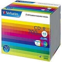 Verbatim SR80SP20V1 CD-R 700MB PCデータ用 48倍速対応 20枚スリムケース入り ワイド印刷可能 | PodPark Yahoo!店