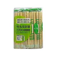 大和物産 割り箸 竹 丸 完封箸 楊枝付き 約長さ20cm×直径5mm 個包装で衛生的 割らずに使える 100膳入 | むさしのメディア