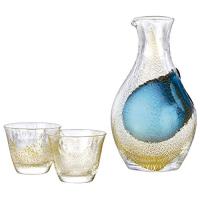 東洋佐々木ガラス 冷酒グラス セット 金箔 日本製 カラフェ 300ml、グラス80ml 3点入り G640-M60 | ぽるぽるSHOP