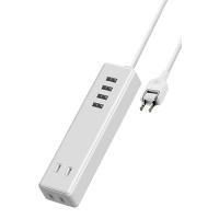 エレコム 電源タップ USBタップ 3.4A (USBポート×4 コンセント×2) 1.5m ホワイト ECT-0415WH | ぽるぽるSHOP