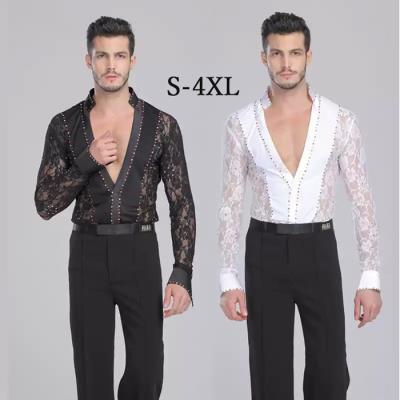 ラテンシャツ メンズ 白（スポーツ用品）（サイズ（S/M/L）：4L～）の