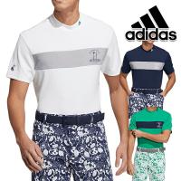 アディダスゴルフ 2023年春夏モデル メンズ PG チェストストライプ半袖 モックネックシャツ NMJ70 adidas golf 【23】 | パワーゴルフ メンズ&レディース