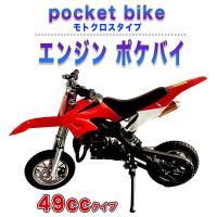 ポケバイ 49cc モトクロス エンジン ポケットバイク 本体 ２ストエンジン ブレーキ ミニ バイク 原付 車体 乗用 乗れる 乗用玩具 コンパクト 赤 レッド | プライスバリュー