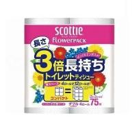 トイレットペーパー スコッティ フラワーパック 3倍 長持ちロール ダブル 12パック 22734 日本製紙クレシア | プライムケア