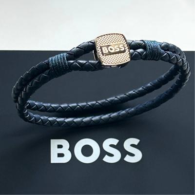 Boss バングル BOSS - グレーコーティング スチールブレスレット ロゴクラスプ