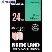 カシオ ネームランド用テープカートリッジ 粘着タイプ 24mm  ▼002-2349 XR-24GN  (ミドリジニ クロ)  1個 | プロキュアエース