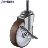 ユーエイ ねじ込み式 自在 ステンレスキャスター ウレタン 車輪径100mm ストッパー付き ネジ寸法W3/4×40山数10  ▼440-5463 SUS-ET-100URS-W3/4-40  1個 | プロキュアエース