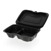 食品 容器 25枚 バイオデリカシェルBOX 60-1 黒 リスパック | シモジマ Yahoo!店