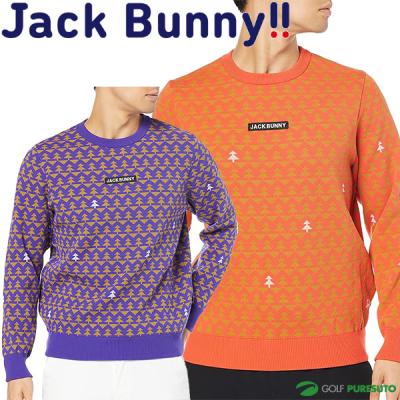 ジャックバニー メンズ 天竺プルオーバーセーター 4 クルーネックニット ゴルフ Jack Bunny ジャックバニー ゴルフニット メンズ4 黒 M セーター