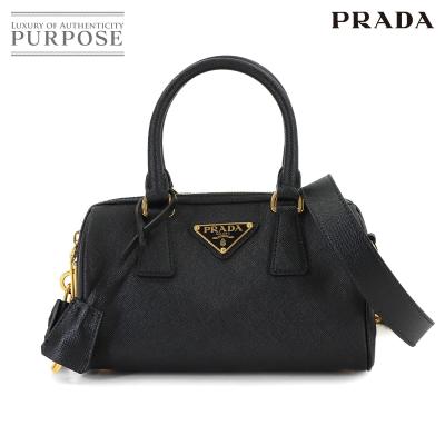 PRADA プラダ　ブラック ボストンバッグ サフィアーノ 2WAY 538 PRADA プラダ 2WAYボストンバッグ テスートナイロン/サフィアーノ