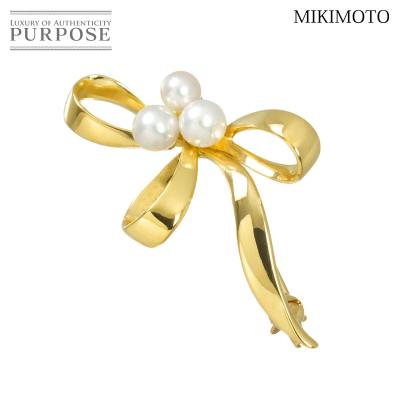 ミキモト ブローチ アコヤ真珠 パール 4.0-4.6mm リボン シルバー MIKIMOTO（ミキモト） パール ブローチ リボン チャーム 真珠/シルバー