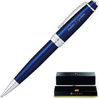 Personalized Cross Pen | Engraved Cross Bailey Blue Lacquer Ballpoint Gift Pen - Chrome Trim AT0452-12. Custom Engraving by Dayspring Pens Included. | Pyonkichi Shouten