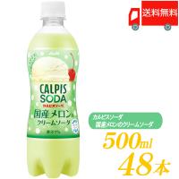 アサヒ飲料 カルピスソーダ 国産メロンのクリームソーダ 500ml ×48本 (24本入×2ケース) 送料無料 | クイックファクトリーアネックス