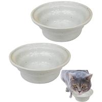 ヘルスウォーターボウル にゃんマグ（白） 2個セット aukatz（オーカッツ）水飲み用の猫食器 猫 犬 ペット陶器製食器のお椀 お皿 ボウ | キューブモール2