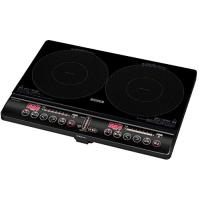 山善 2口 IHコンロ IHクッキングヒーター 1400W IH調理器 工事不要 幅56cmタイプ 煮込みモード搭載 静音設計 ブラック YEM-W1456B | R-mart本店