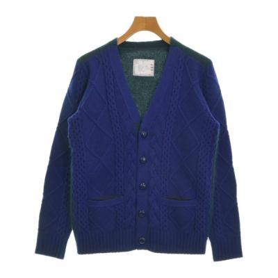 sacai luck◆カーディガン(厚手)/1/ウール/ブルー/レース/ドッキング/15awlu1036 sacai カーディガン（ファッション）（色：ブルー系）のおすすめ