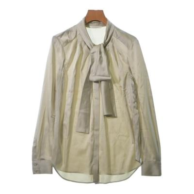 AKIKO OGAWA ブラックリボンシャツ 38 AKIKOOGAWAリボン付き長袖シャツ サイズ38 黒・青